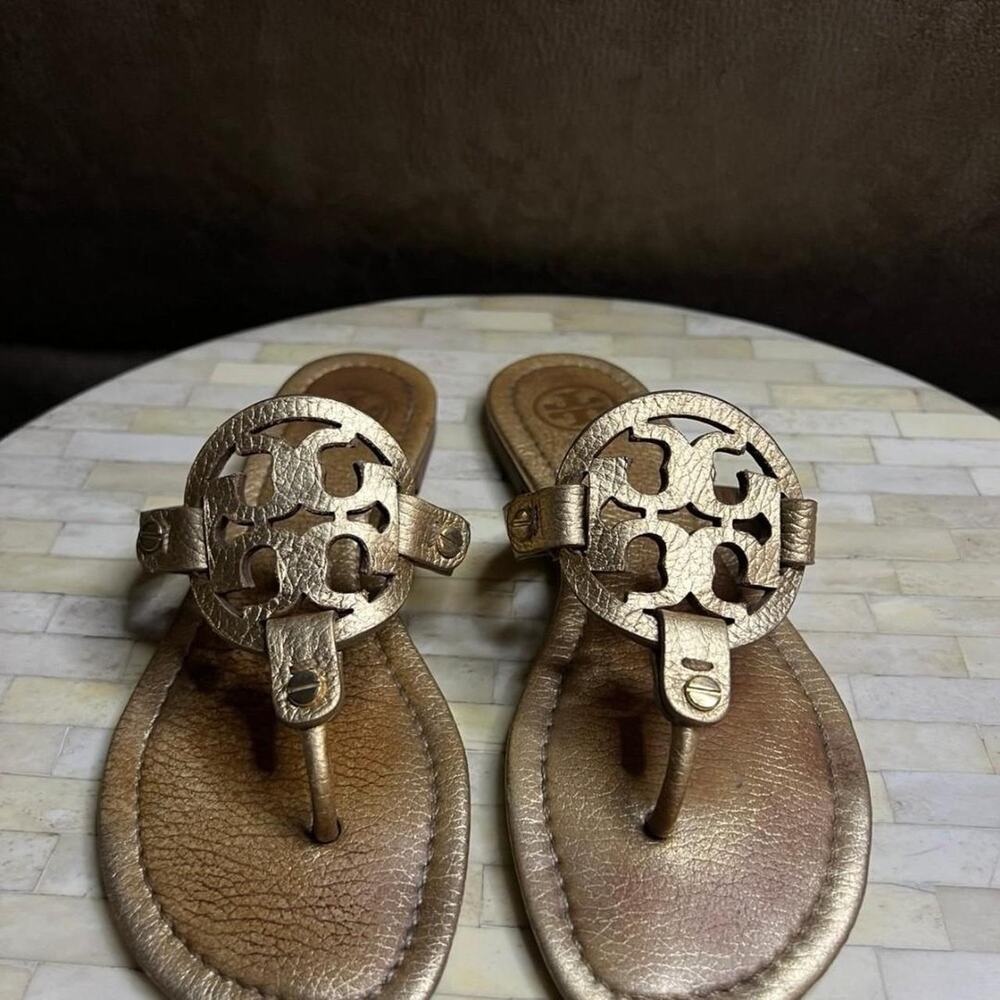 Tory Burch Miller Metallic Gold Sandals